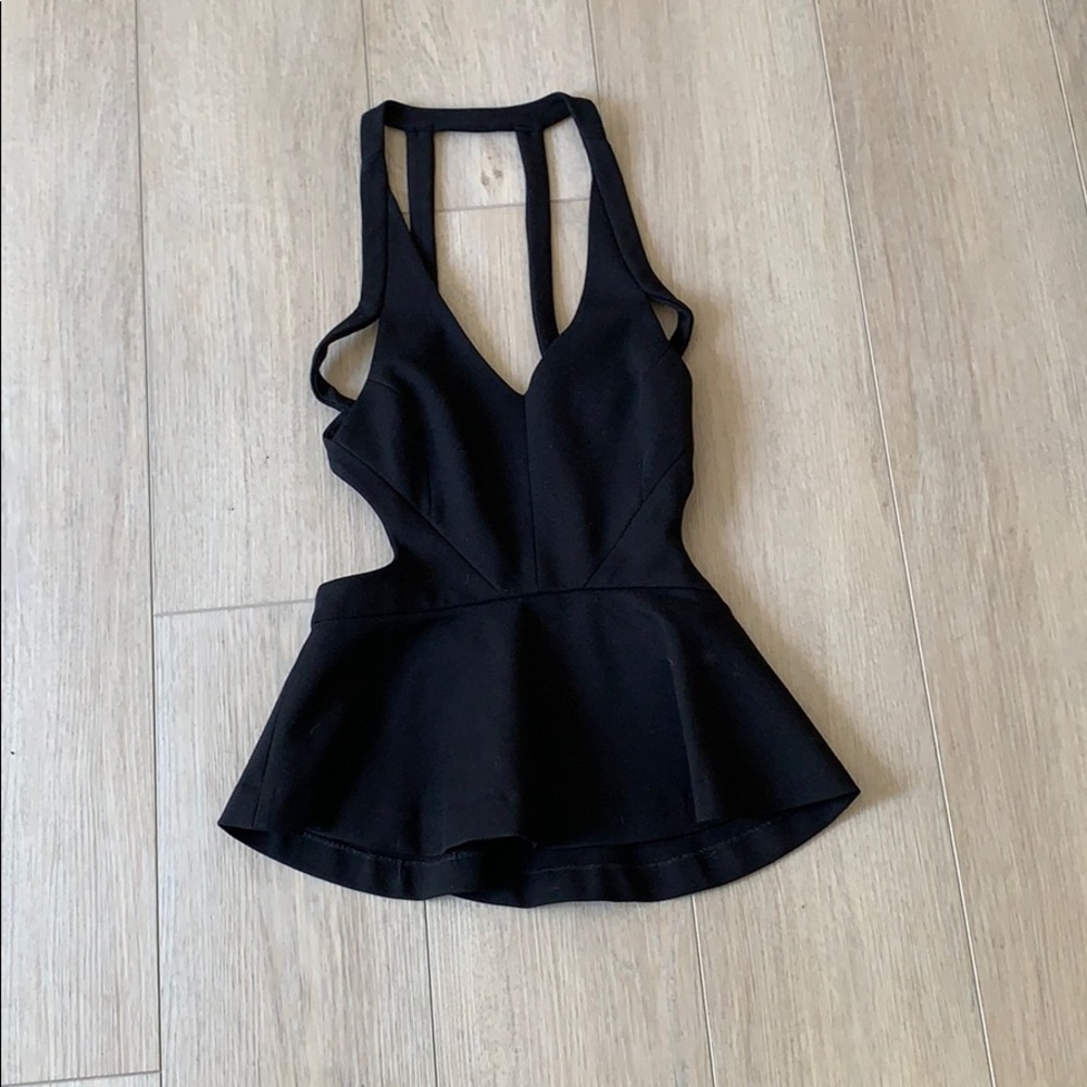Black size small cutout peplum top BRAND Angl